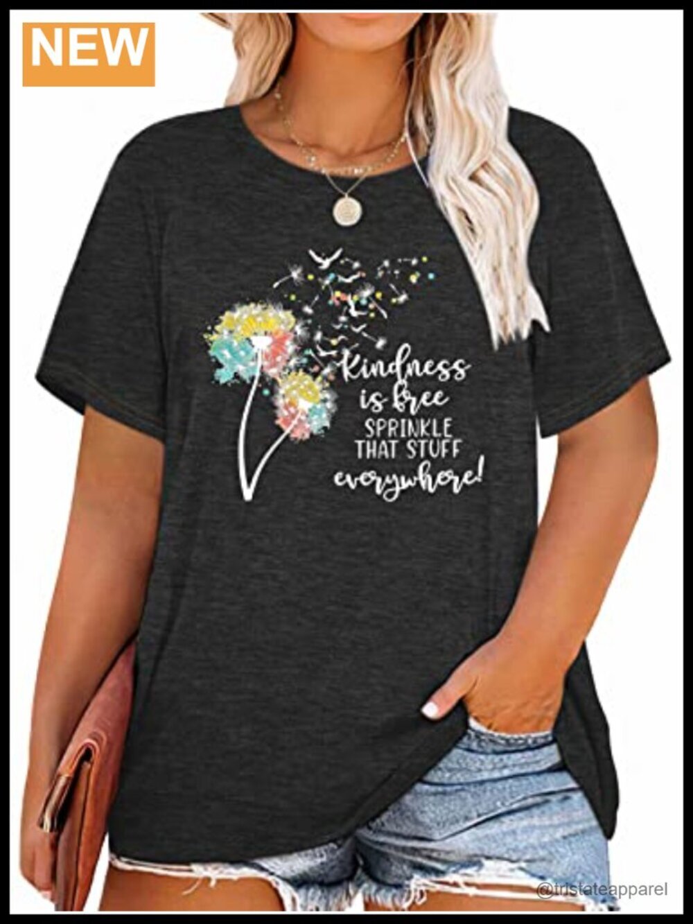 Plus Size Dandelion Print Tshirt Cute Floral Tee Short Sleeve Summer Blessed Tee